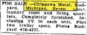 Chippewa Motel - Apr 1966 For Sale